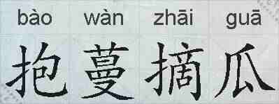 抱蔓摘瓜的拼音