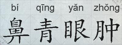 鼻青眼肿的拼音