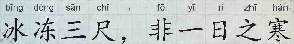 冰冻三尺，非一日之寒的拼音