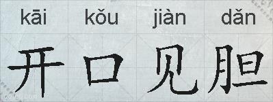开口见胆的拼音