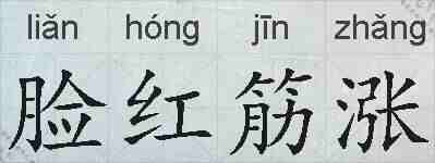 脸红筋涨的拼音
