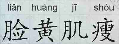 脸黄肌瘦的拼音