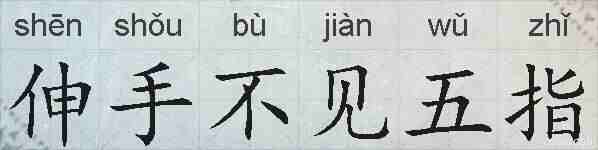伸手不见五指的拼音