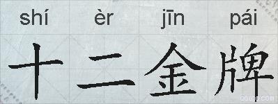 十二金牌的拼音