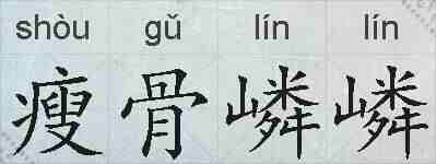 瘦骨嶙嶙的拼音