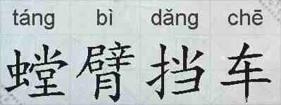 螳臂挡车的拼音