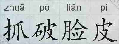 抓破脸皮的拼音