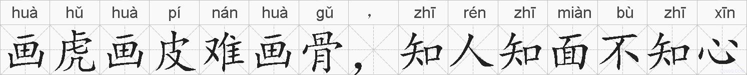 画虎画皮难画骨，知人知面不知心的拼音
