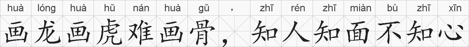 画龙画虎难画骨，知人知面不知心的拼音