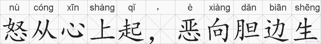 怒从心上起，恶向胆边生的拼音