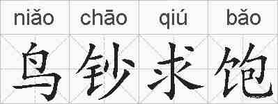 鸟钞求饱的拼音