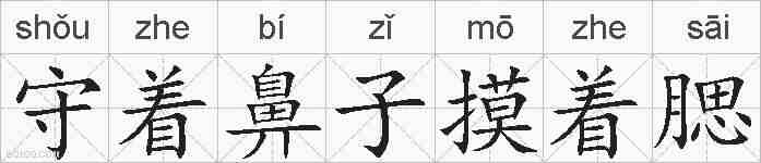 守着鼻子摸着腮的拼音