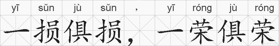 一损俱损，一荣俱荣的拼音