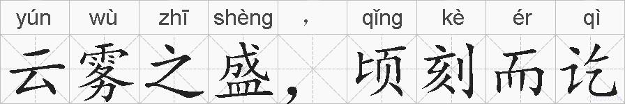 云雾之盛，顷刻而讫的拼音