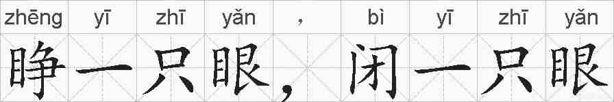 睁一只眼，闭一只眼的拼音