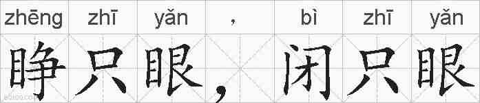 睁只眼，闭只眼的拼音